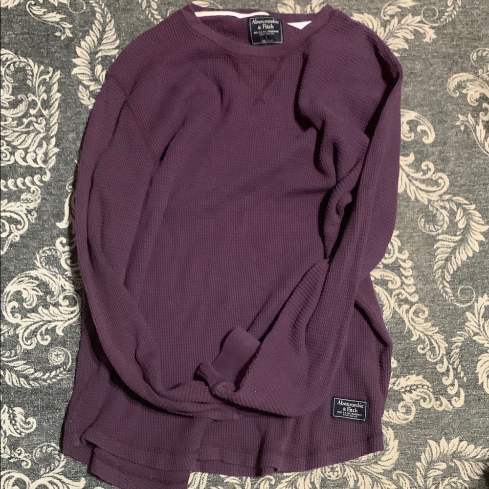 Purple Abercrombie Waffle Knit Long Sleeve Shirt